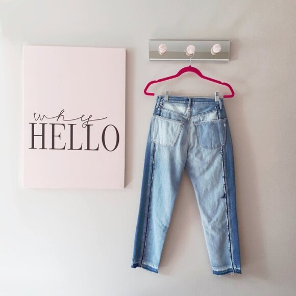 NWT Frame denim contrasting denim patch high rise jeans, 24 - Picture 6 of 6